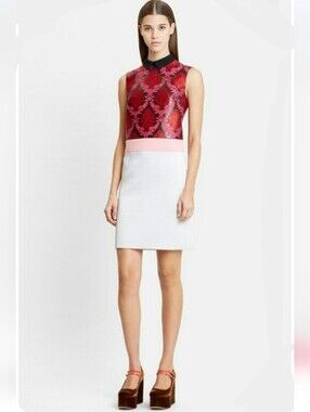 Mary Katrantzou Sleeveless Damask Jacquard Sheath Dress